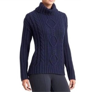 Athleta Merino Plains S Sweater Turtleneck Navy